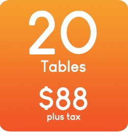 20 tables is $88 plus tax with Toteat